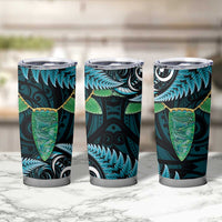 Aotearoa Pounamu Niho Tumbler Cup Silver Fern Mix Maori Pattern - Turquoise LT14 - Polynesian Pride