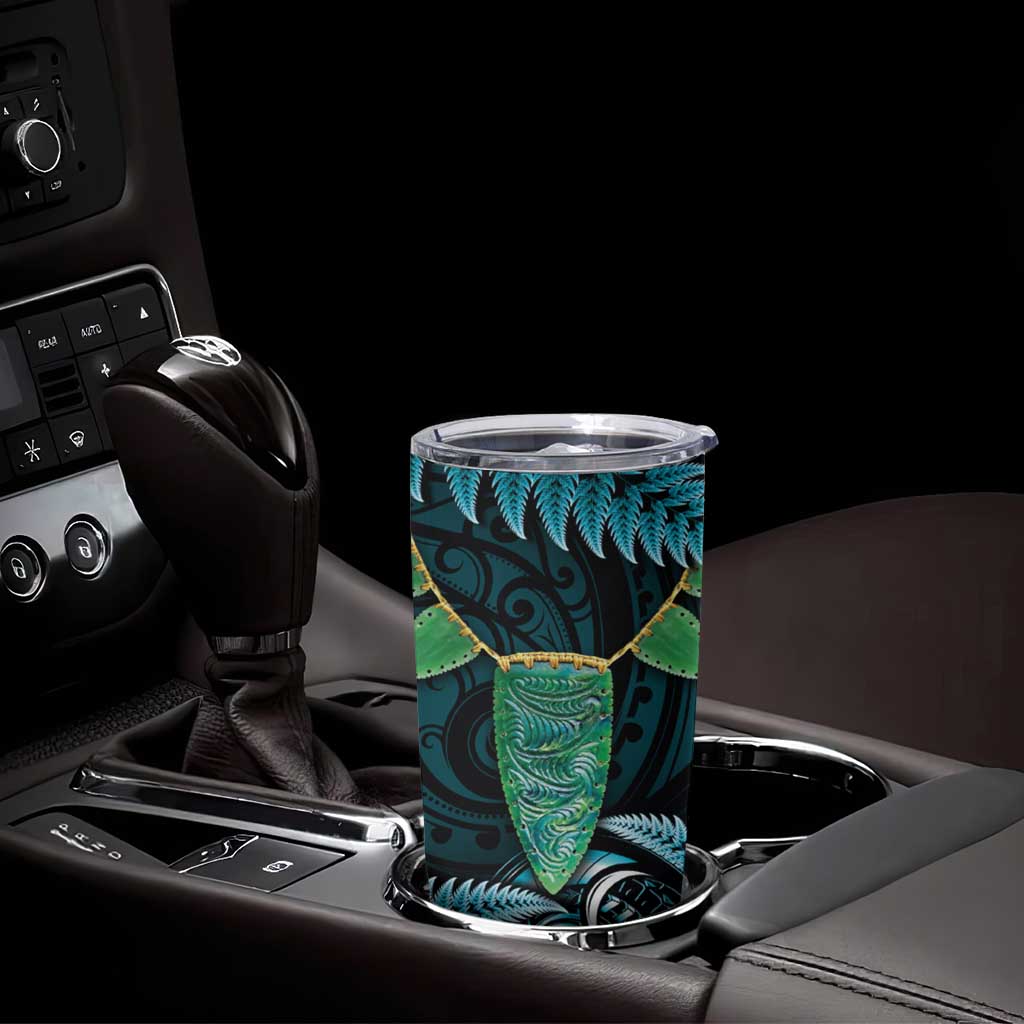 Aotearoa Pounamu Niho Tumbler Cup Silver Fern Mix Maori Pattern - Turquoise LT14 - Polynesian Pride