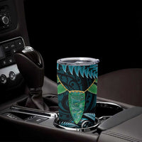 Aotearoa Pounamu Niho Tumbler Cup Silver Fern Mix Maori Pattern - Turquoise LT14 - Polynesian Pride