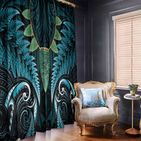 Aotearoa Pounamu Niho Window Curtain Silver Fern Mix Maori Pattern - Turquoise LT14 - Polynesian Pride