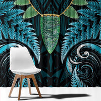 Aotearoa Pounamu Niho Window Curtain Silver Fern Mix Maori Pattern - Turquoise LT14 - Polynesian Pride