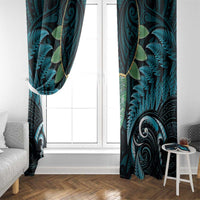 Aotearoa Pounamu Niho Window Curtain Silver Fern Mix Maori Pattern - Turquoise LT14 - Polynesian Pride