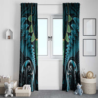Aotearoa Pounamu Niho Window Curtain Silver Fern Mix Maori Pattern - Turquoise LT14 - Polynesian Pride