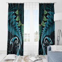Aotearoa Pounamu Niho Window Curtain Silver Fern Mix Maori Pattern - Turquoise LT14 - Polynesian Pride