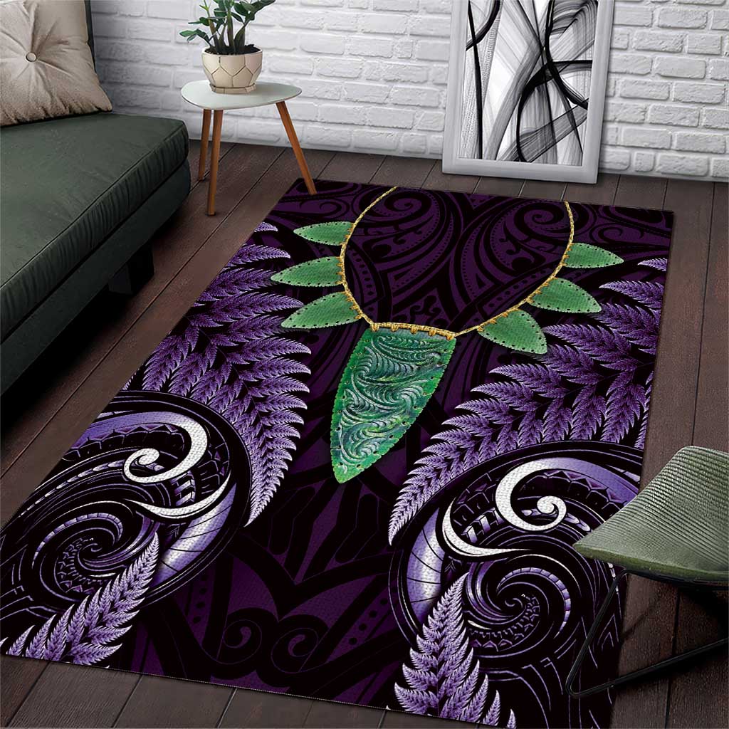 Aotearoa Pounamu Niho Area Rug Silver Fern Mix Maori Pattern - Purple LT14 Purple - Polynesian Pride