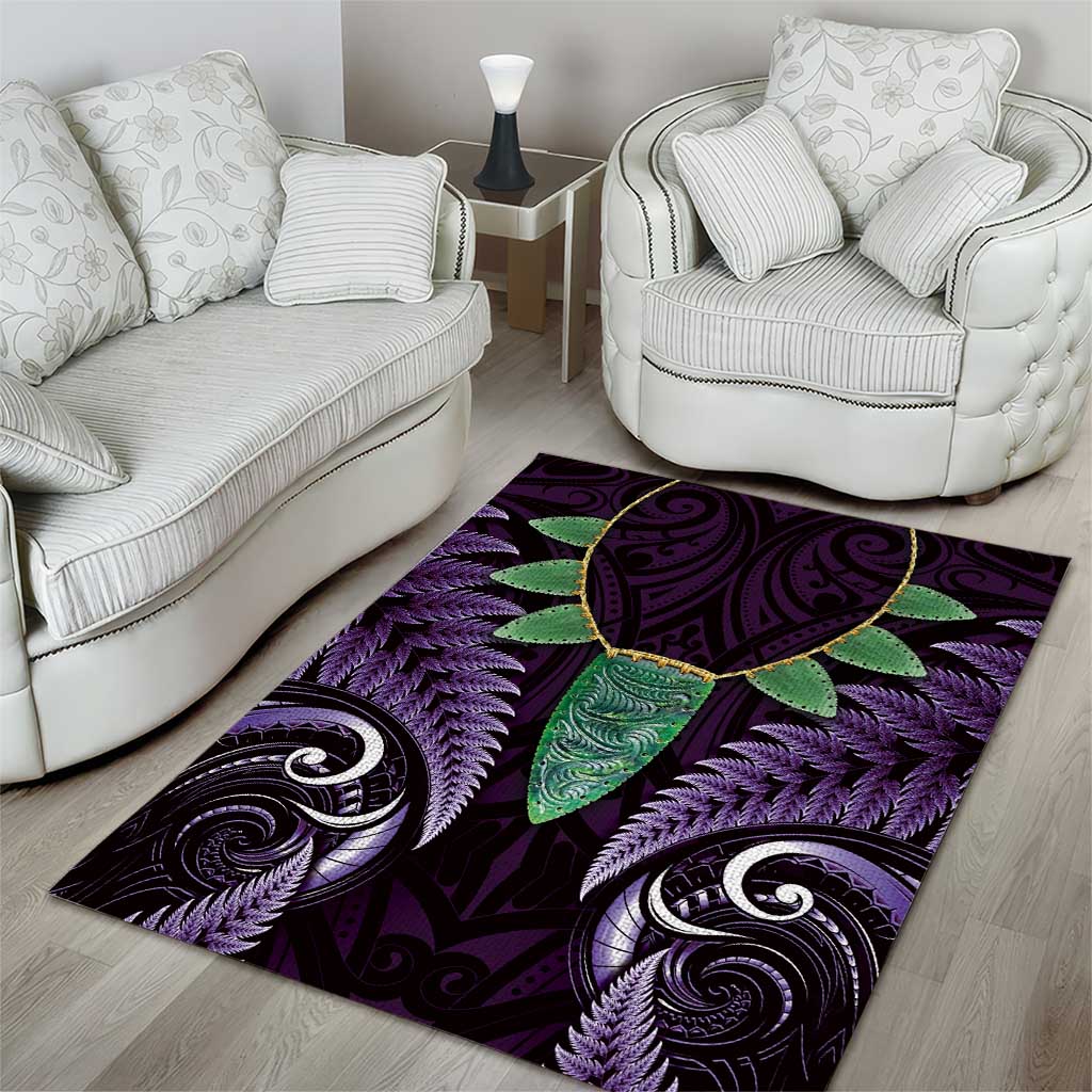 Aotearoa Pounamu Niho Area Rug Silver Fern Mix Maori Pattern - Purple LT14 - Polynesian Pride