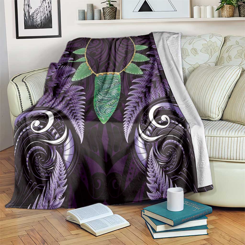 Aotearoa Pounamu Niho Blanket Silver Fern Mix Maori Pattern - Purple LT14 Purple - Polynesian Pride