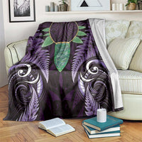 Aotearoa Pounamu Niho Blanket Silver Fern Mix Maori Pattern - Purple LT14 Purple - Polynesian Pride