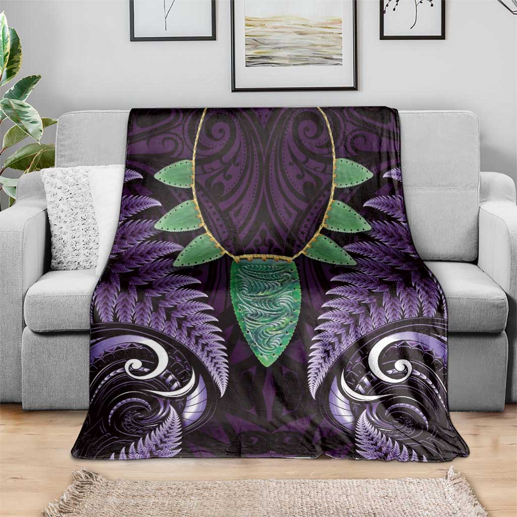 Aotearoa Pounamu Niho Blanket Silver Fern Mix Maori Pattern - Purple LT14 - Polynesian Pride