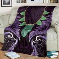 Aotearoa Pounamu Niho Blanket Silver Fern Mix Maori Pattern - Purple LT14 - Polynesian Pride