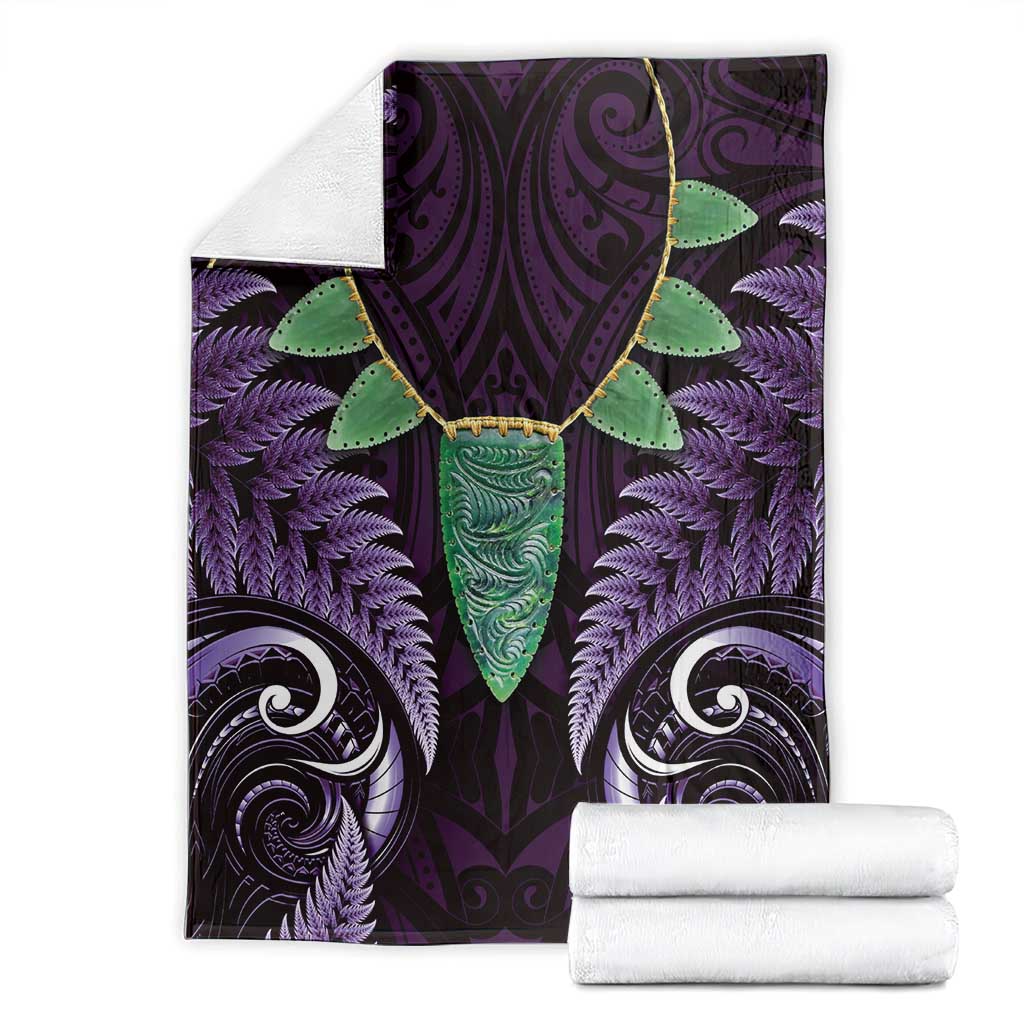 Aotearoa Pounamu Niho Blanket Silver Fern Mix Maori Pattern - Purple LT14 - Polynesian Pride