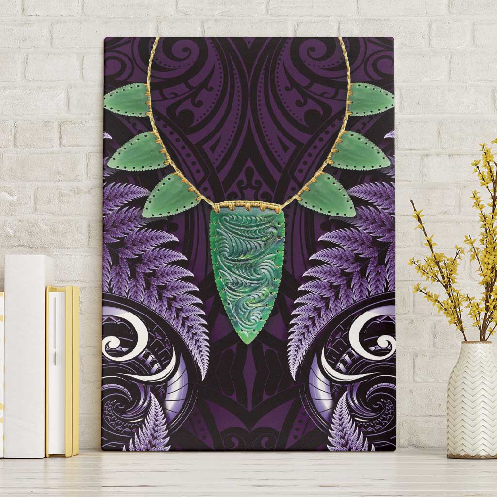 Aotearoa Pounamu Niho Canvas Wall Art Silver Fern Mix Maori Pattern - Purple LT14 Without Frame Purple - Polynesian Pride
