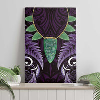 Aotearoa Pounamu Niho Canvas Wall Art Silver Fern Mix Maori Pattern - Purple LT14 - Polynesian Pride