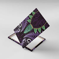Aotearoa Pounamu Niho Canvas Wall Art Silver Fern Mix Maori Pattern - Purple LT14 With Frame Purple - Polynesian Pride
