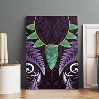 Aotearoa Pounamu Niho Canvas Wall Art Silver Fern Mix Maori Pattern - Purple LT14 - Polynesian Pride