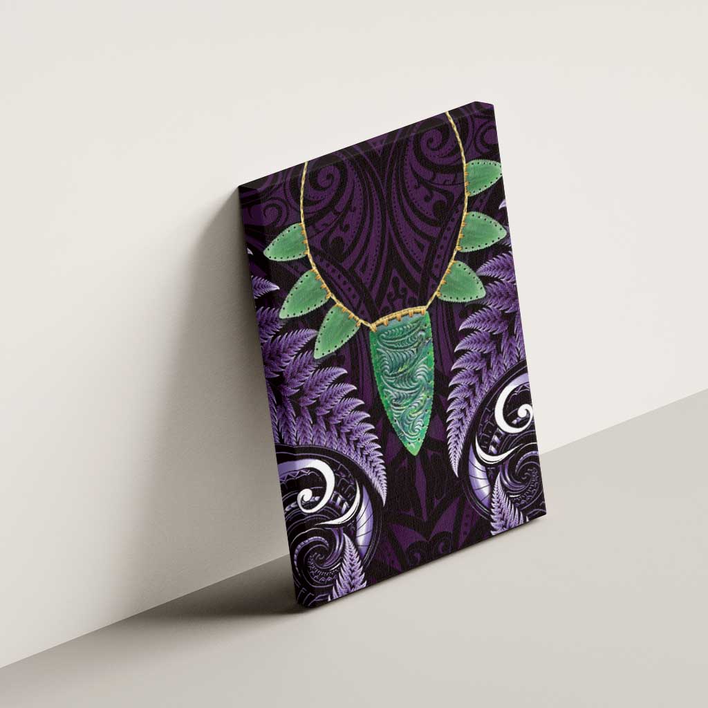 Aotearoa Pounamu Niho Canvas Wall Art Silver Fern Mix Maori Pattern - Purple LT14 - Polynesian Pride