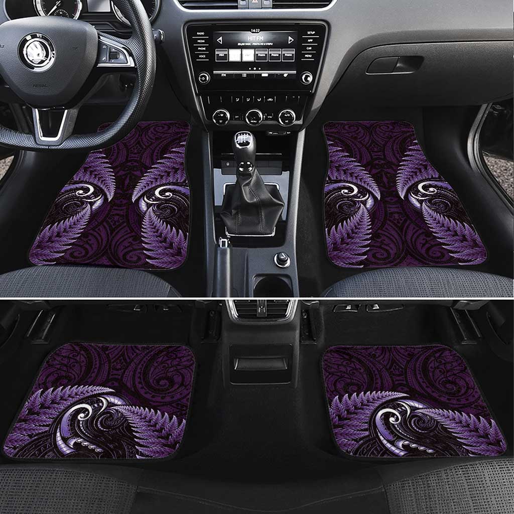 Aotearoa Pounamu Niho Car Mats Silver Fern Mix Maori Pattern - Purple LT14 Set 4pcs Purple - Polynesian Pride