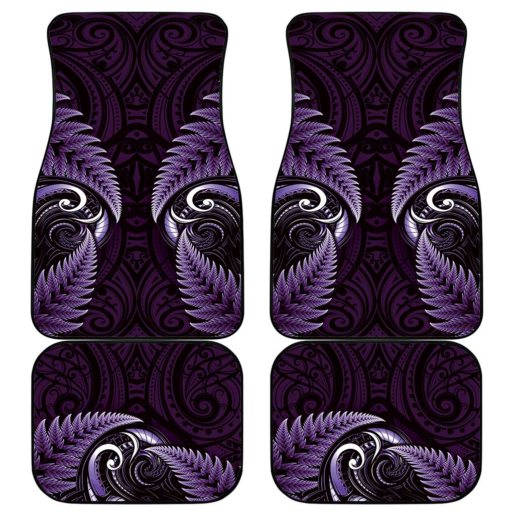 Aotearoa Pounamu Niho Car Mats Silver Fern Mix Maori Pattern - Purple LT14 - Polynesian Pride