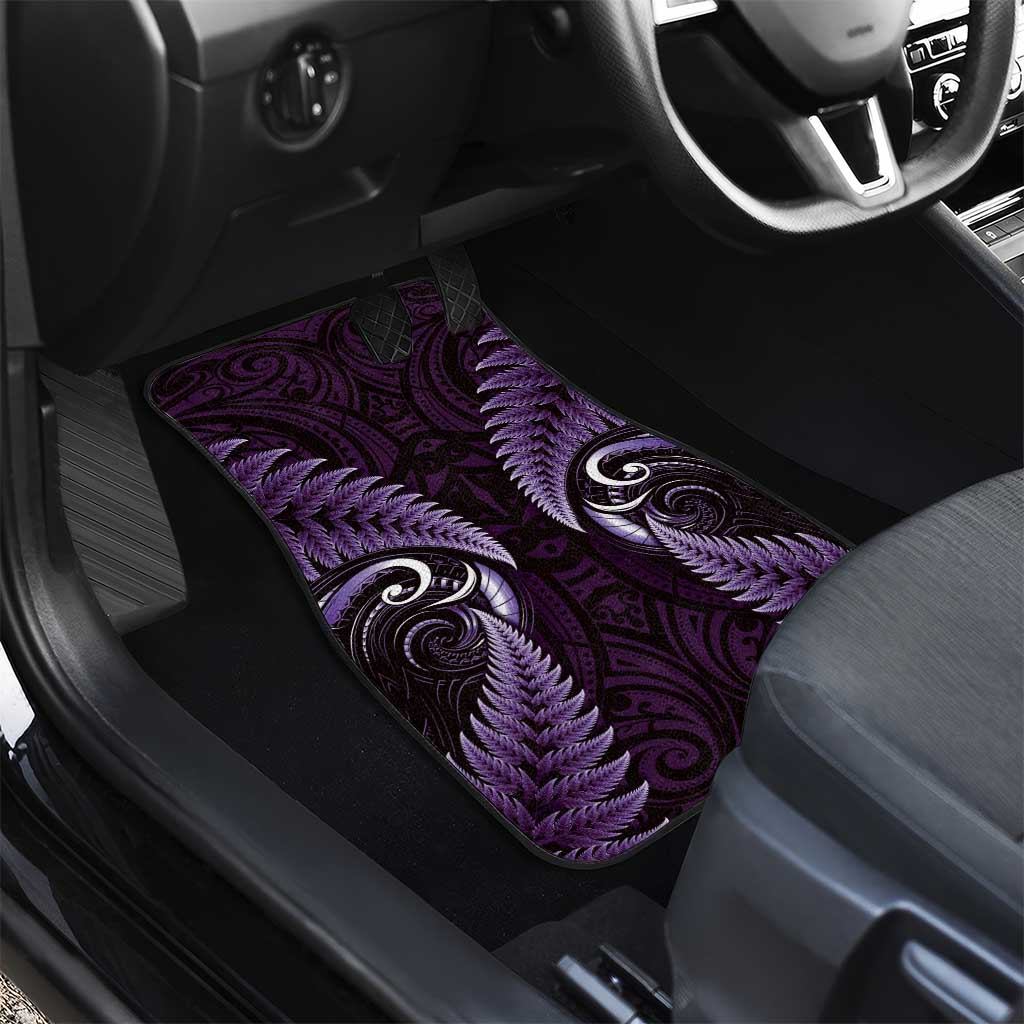 Aotearoa Pounamu Niho Car Mats Silver Fern Mix Maori Pattern - Purple LT14 - Polynesian Pride