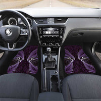 Aotearoa Pounamu Niho Car Mats Silver Fern Mix Maori Pattern - Purple LT14 Set 2pcs - Front Purple - Polynesian Pride