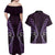 Aotearoa Pounamu Niho Couples Matching Off Shoulder Maxi Dress and Hawaiian Shirt Silver Fern Mix Maori Pattern - Purple