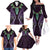 Aotearoa Pounamu Niho Family Matching Off The Shoulder Long Sleeve Dress and Hawaiian Shirt Silver Fern Mix Maori Pattern - Purple