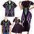 Aotearoa Pounamu Niho Family Matching Short Sleeve Bodycon Dress and Hawaiian Shirt Silver Fern Mix Maori Pattern - Purple