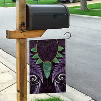 Aotearoa Pounamu Niho Garden Flag Silver Fern Mix Maori Pattern - Purple LT14 - Polynesian Pride