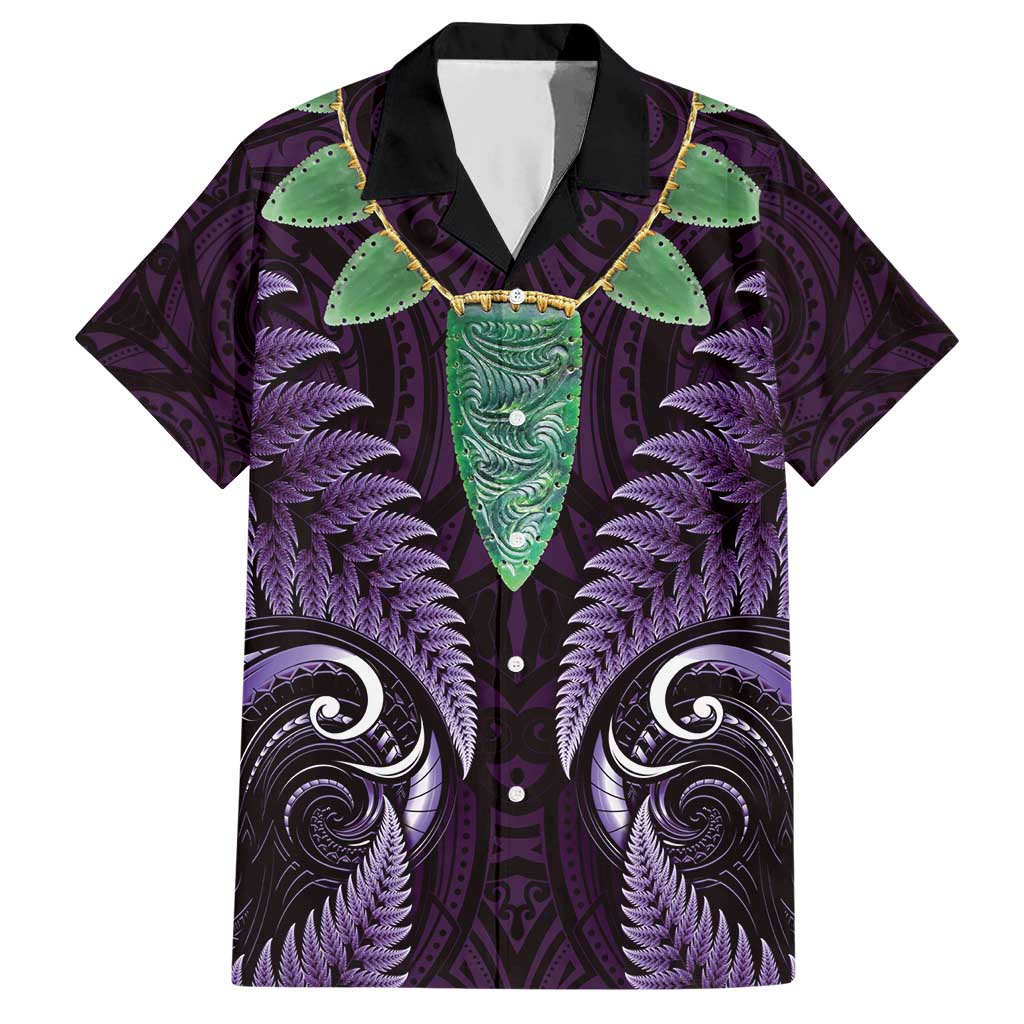 Aotearoa Pounamu Niho Hawaiian Shirt Silver Fern Mix Maori Pattern - Purple LT14 Purple - Polynesian Pride