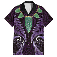 Aotearoa Pounamu Niho Hawaiian Shirt Silver Fern Mix Maori Pattern - Purple LT14 Purple - Polynesian Pride