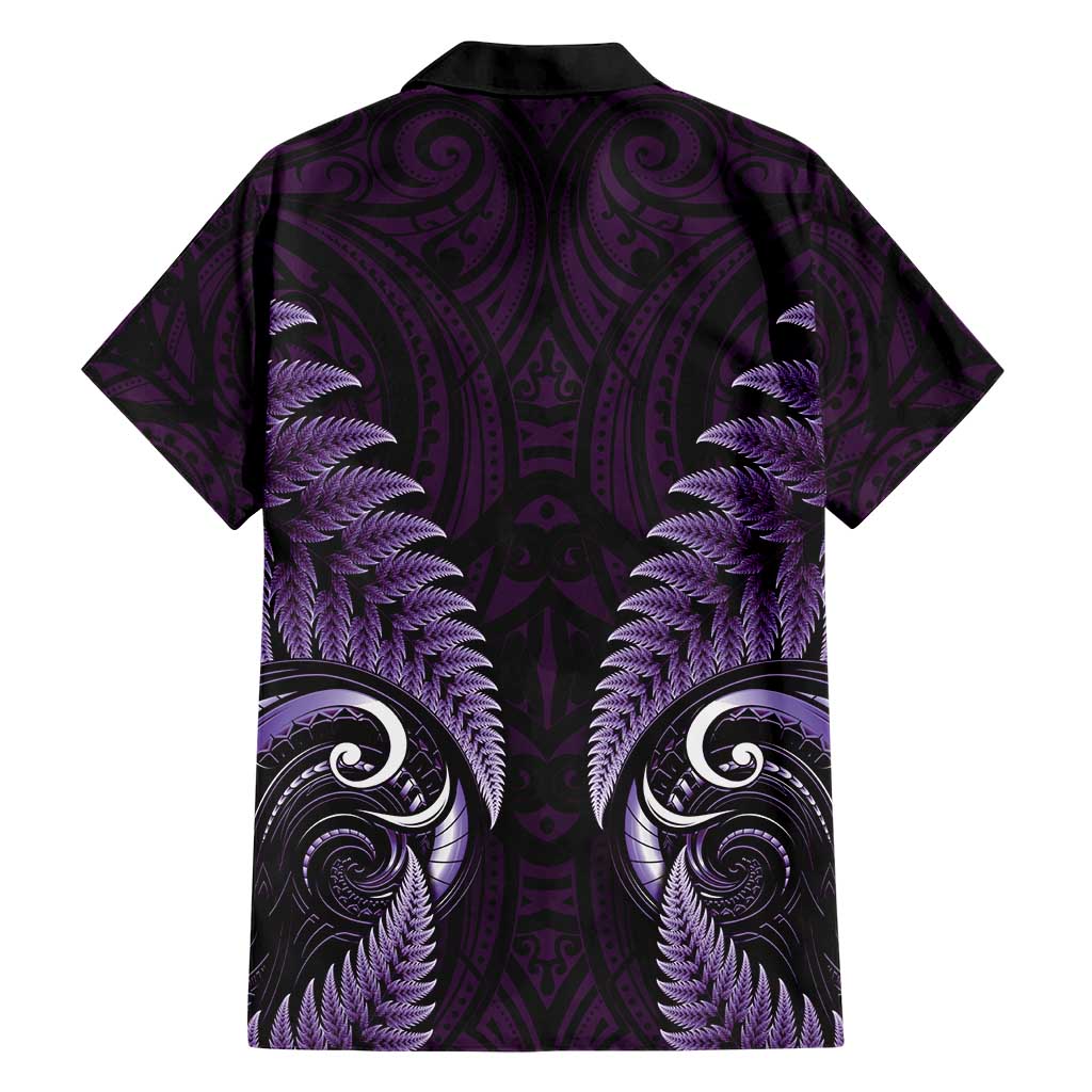 Aotearoa Pounamu Niho Hawaiian Shirt Silver Fern Mix Maori Pattern - Purple LT14 - Polynesian Pride