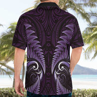 Aotearoa Pounamu Niho Hawaiian Shirt Silver Fern Mix Maori Pattern - Purple LT14 - Polynesian Pride