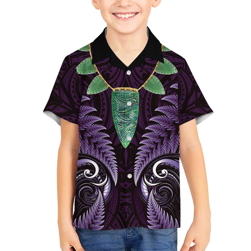 Aotearoa Pounamu Niho Hawaiian Shirt Silver Fern Mix Maori Pattern - Purple LT14 - Polynesian Pride