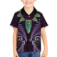 Aotearoa Pounamu Niho Hawaiian Shirt Silver Fern Mix Maori Pattern - Purple LT14 - Polynesian Pride
