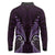 Aotearoa Pounamu Niho Long Sleeve Polo Shirt Silver Fern Mix Maori Pattern - Purple