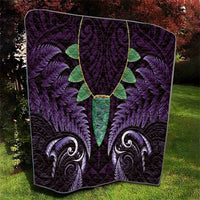 Aotearoa Pounamu Niho Quilt Silver Fern Mix Maori Pattern - Purple