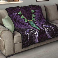 Aotearoa Pounamu Niho Quilt Silver Fern Mix Maori Pattern - Purple