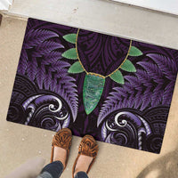 Aotearoa Pounamu Niho Rubber Doormat Silver Fern Mix Maori Pattern - Purple LT14 - Polynesian Pride