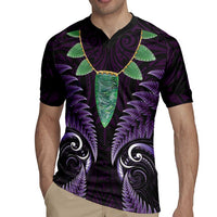 Aotearoa Pounamu Niho Rugby Jersey Silver Fern Mix Maori Pattern - Purple LT14 - Polynesian Pride