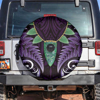 Aotearoa Pounamu Niho Spare Tire Cover Silver Fern Mix Maori Pattern - Purple LT14 Purple - Polynesian Pride