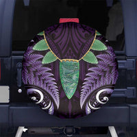 Aotearoa Pounamu Niho Spare Tire Cover Silver Fern Mix Maori Pattern - Purple LT14 - Polynesian Pride