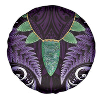 Aotearoa Pounamu Niho Spare Tire Cover Silver Fern Mix Maori Pattern - Purple LT14 - Polynesian Pride