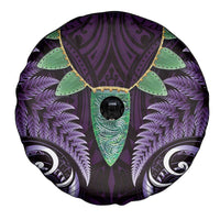 Aotearoa Pounamu Niho Spare Tire Cover Silver Fern Mix Maori Pattern - Purple LT14 - Polynesian Pride