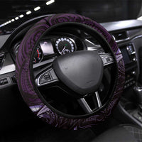 Aotearoa Pounamu Niho Steering Wheel Cover Silver Fern Mix Maori Pattern - Purple LT14 Universal Fit Purple - Polynesian Pride