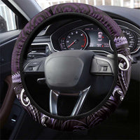 Aotearoa Pounamu Niho Steering Wheel Cover Silver Fern Mix Maori Pattern - Purple LT14 - Polynesian Pride