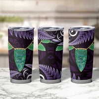 Aotearoa Pounamu Niho Tumbler Cup Silver Fern Mix Maori Pattern - Purple LT14 - Polynesian Pride