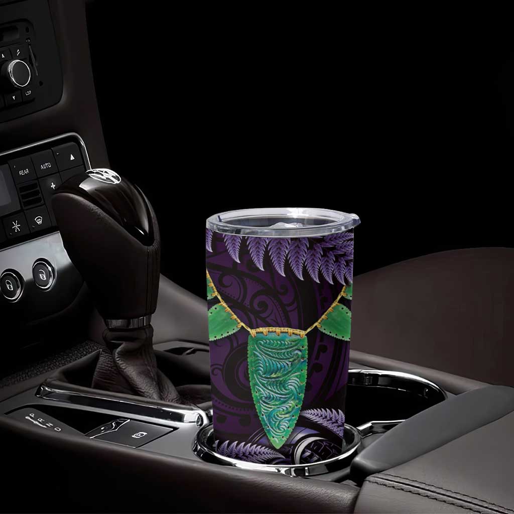 Aotearoa Pounamu Niho Tumbler Cup Silver Fern Mix Maori Pattern - Purple LT14 - Polynesian Pride