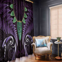 Aotearoa Pounamu Niho Window Curtain Silver Fern Mix Maori Pattern - Purple LT14 - Polynesian Pride