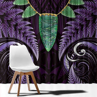 Aotearoa Pounamu Niho Window Curtain Silver Fern Mix Maori Pattern - Purple LT14 - Polynesian Pride
