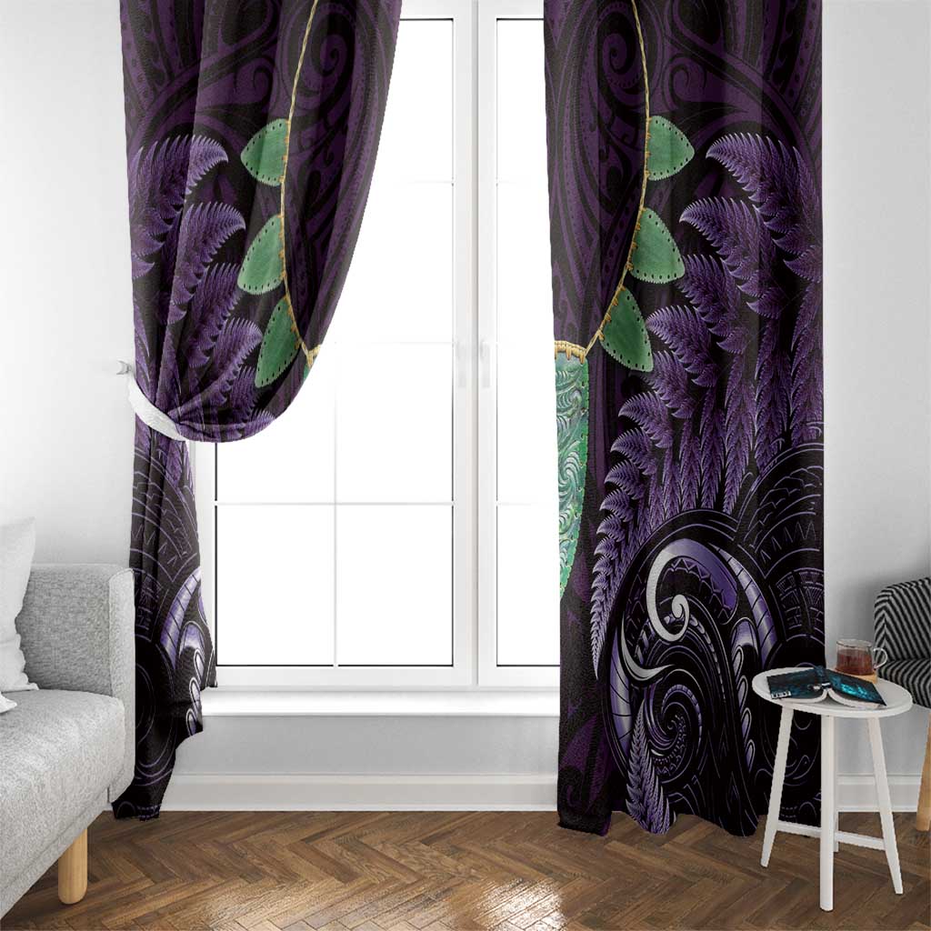 Aotearoa Pounamu Niho Window Curtain Silver Fern Mix Maori Pattern - Purple LT14 - Polynesian Pride